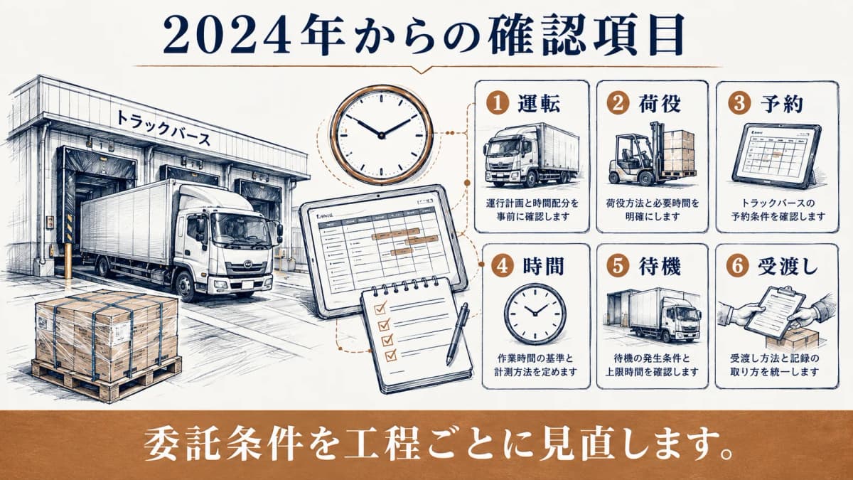 2024年以降に確認する運転・荷役・予約・時間・待機・受渡しの図解