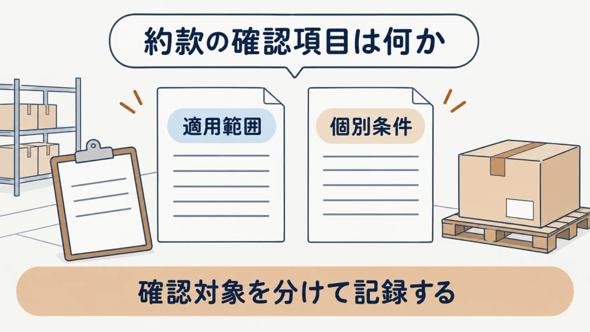 約款と個別条件を二つの書類で照合する図