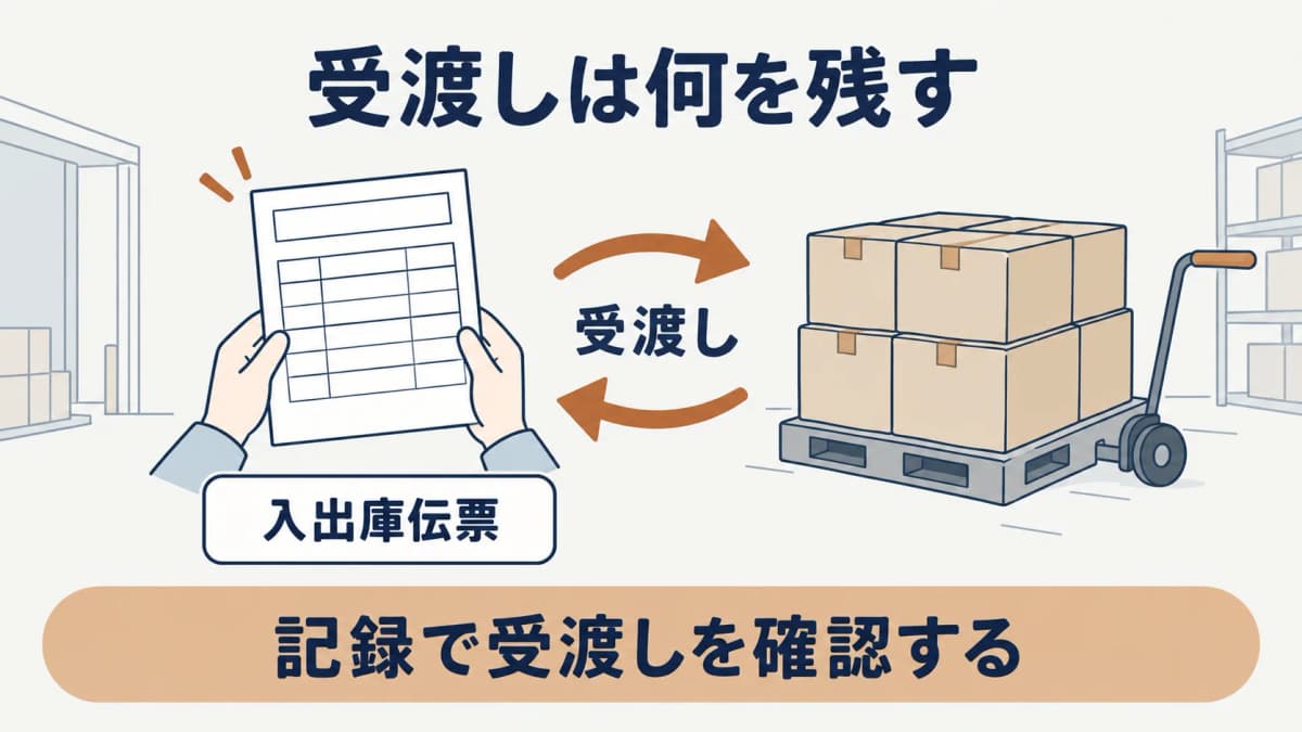 入出庫伝票とケースを照合する図