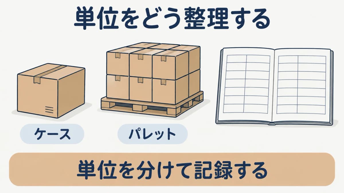 パレットと保管棚の単位を整理する図